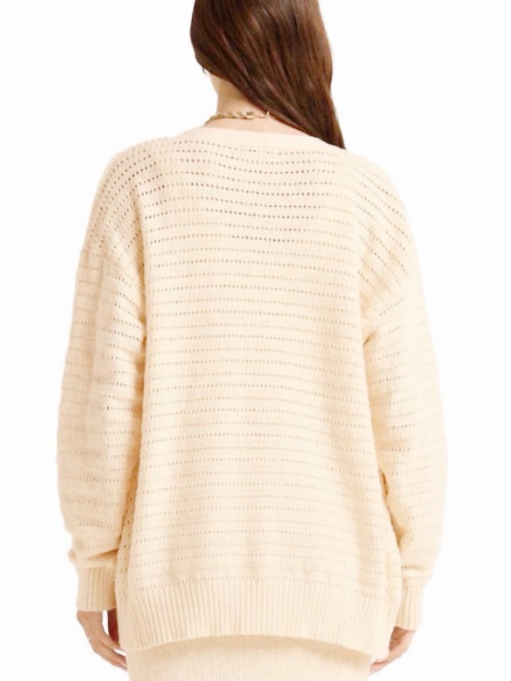 BOGO! Z SUPPLY Arcadia Pointelle Knit Cardigan in Oat Milk Cream Size Medium - Picture 3 of 10